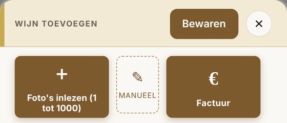 De knoppen Foto's inlezen, manueel en Factuur